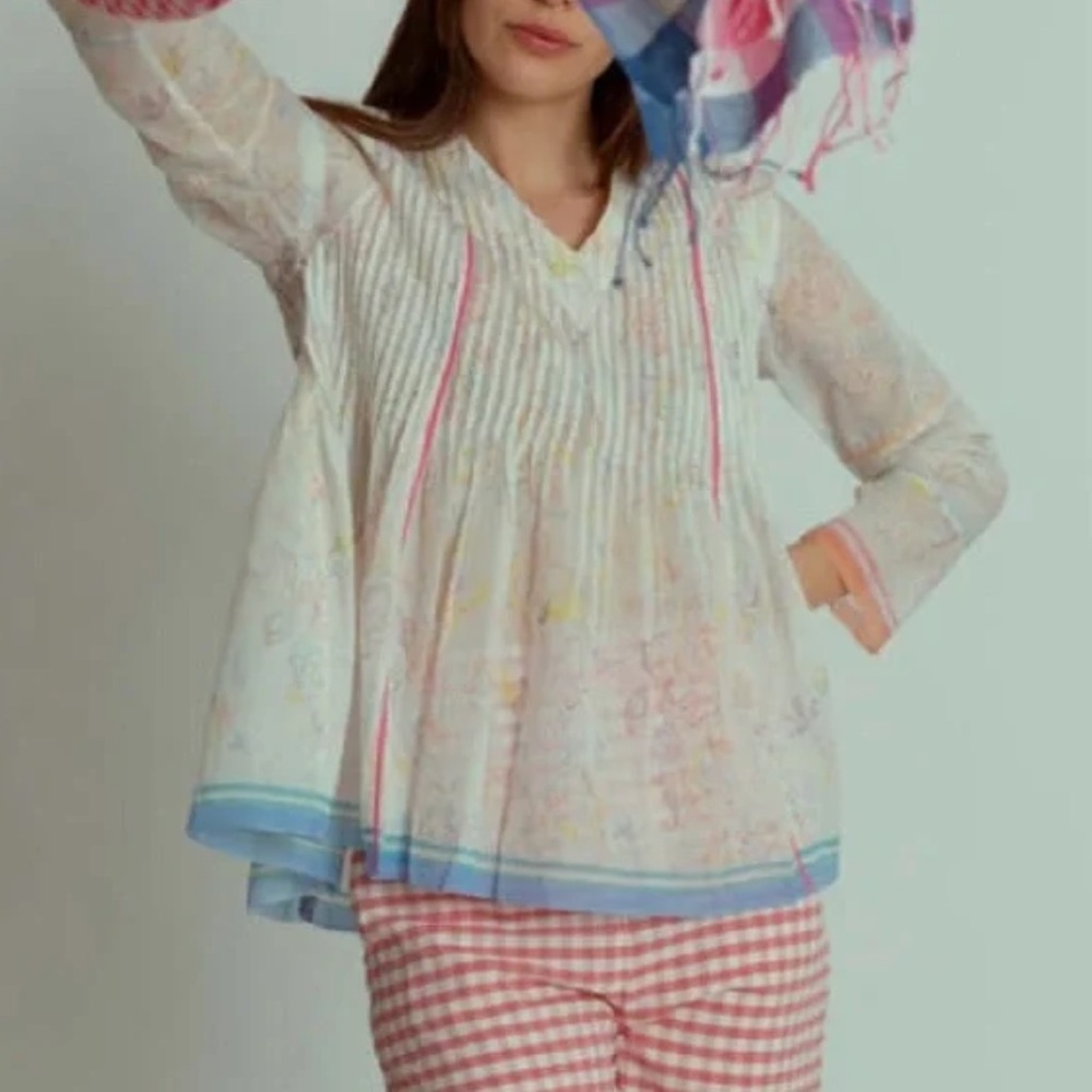 EKA Design Miller Studio Top Handwoven Handcrafted White Pink Small